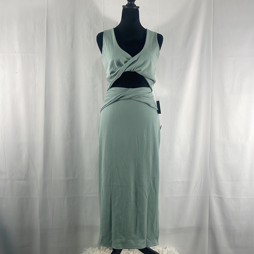 Lulus make my move mint blue ribbed tie front two piece midi dress, XL - Picture 14 of 14